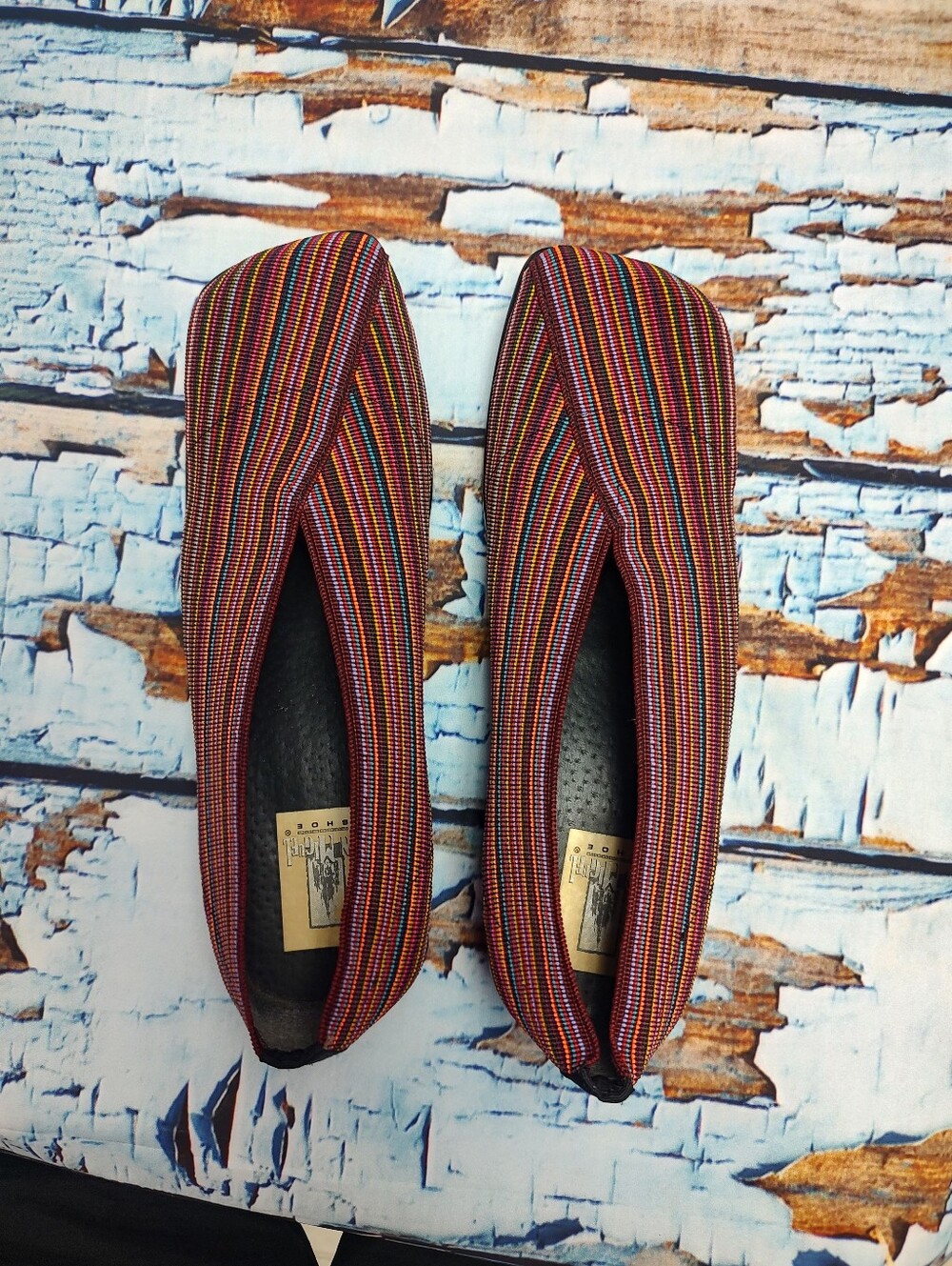 San Miguel Colorful Striped Stretch Wedge Slip On Shoes Indie Artsy
